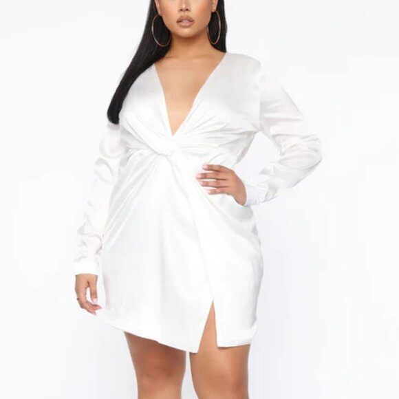 FASHION NOVA SUGAR FREE CREAM SATIN DRESS SIZE 2XL - Picture 1 of 10
